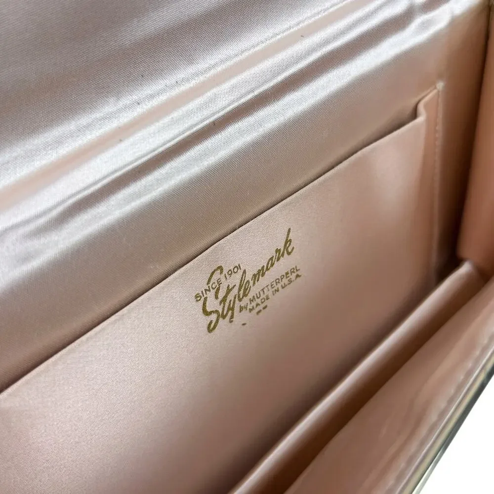 Vintage Stylemark 50s Gold Metallic Bow Detail Formal Event Preppy Clutch